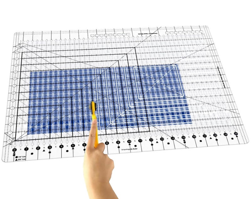 LuxLoome Quilting Ruler, 17-3/4in x 22in,Slotted Patchwork Ruler & Template,Non-Slip Grip Acrylic Fabric Strip Cutting, Sewing, Crafting - Image 1